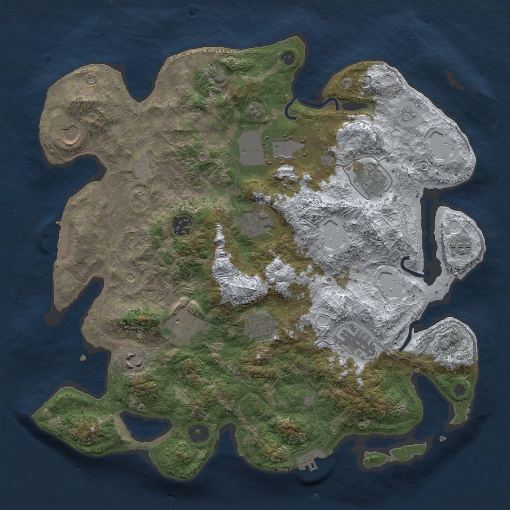 Rust Map: Procedural Map, Size: 3850, Seed: 467301758, 20 Monuments