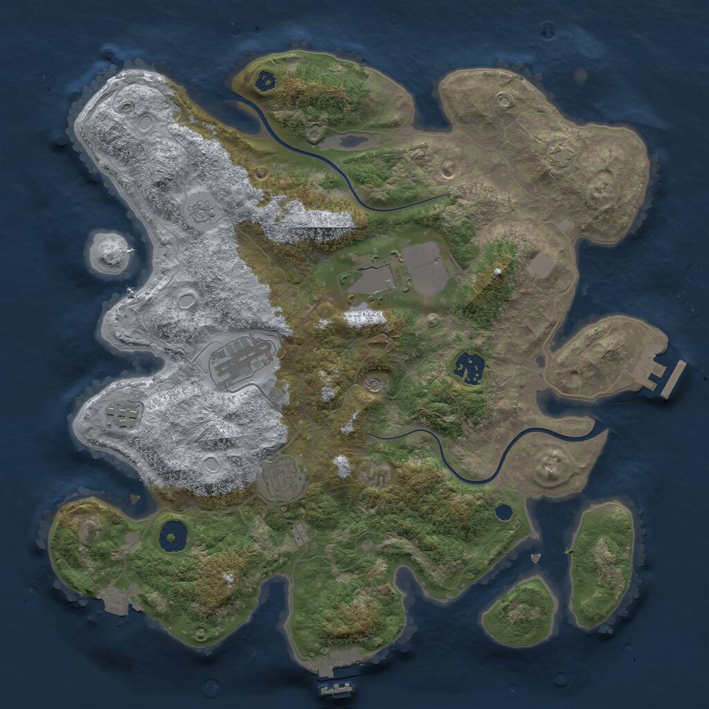 Rust Map: Procedural Map, Size: 3500, Seed: 294109289, 11 Monuments