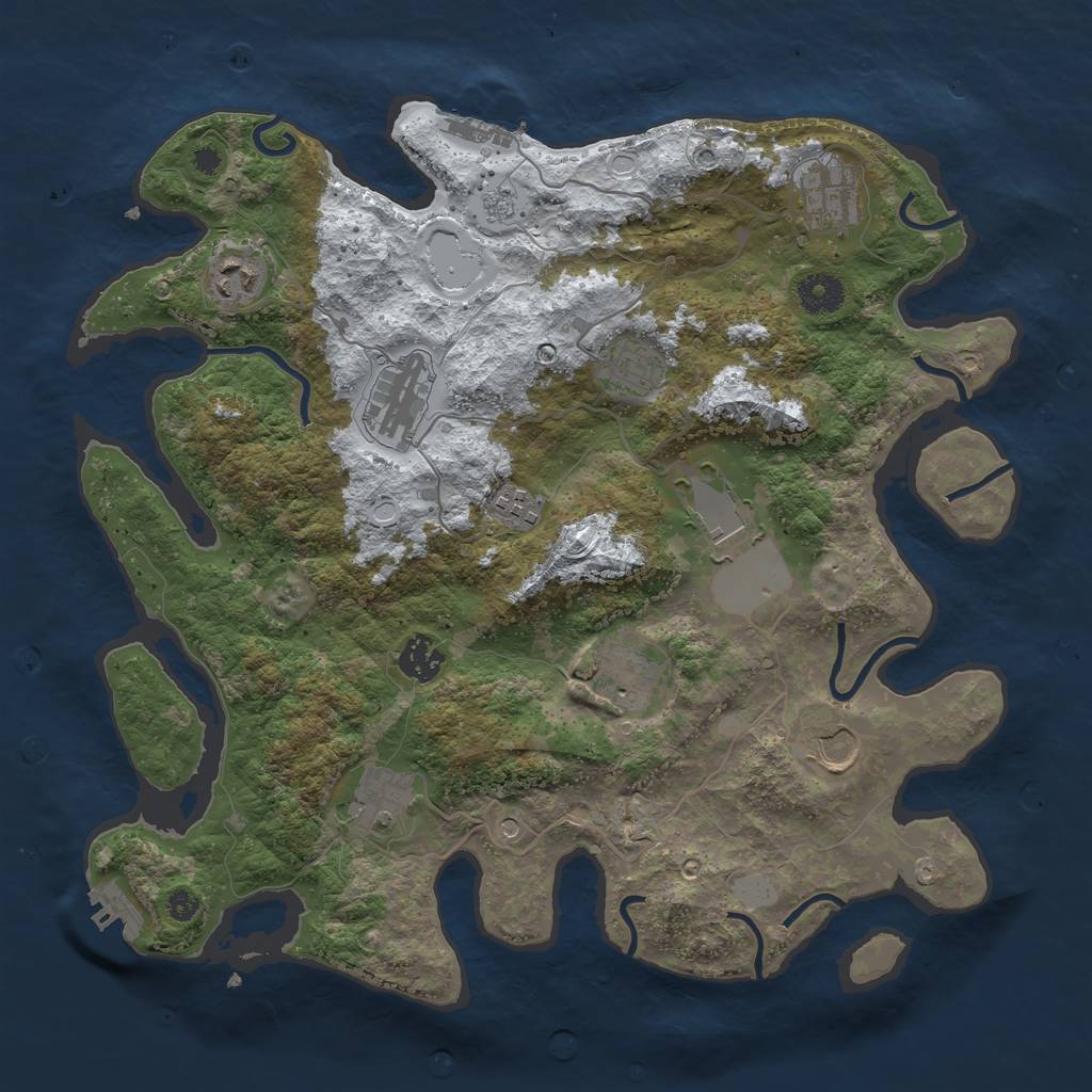 Rust Map: Procedural Map, Size: 3700, Seed: 633245757, 19 Monuments