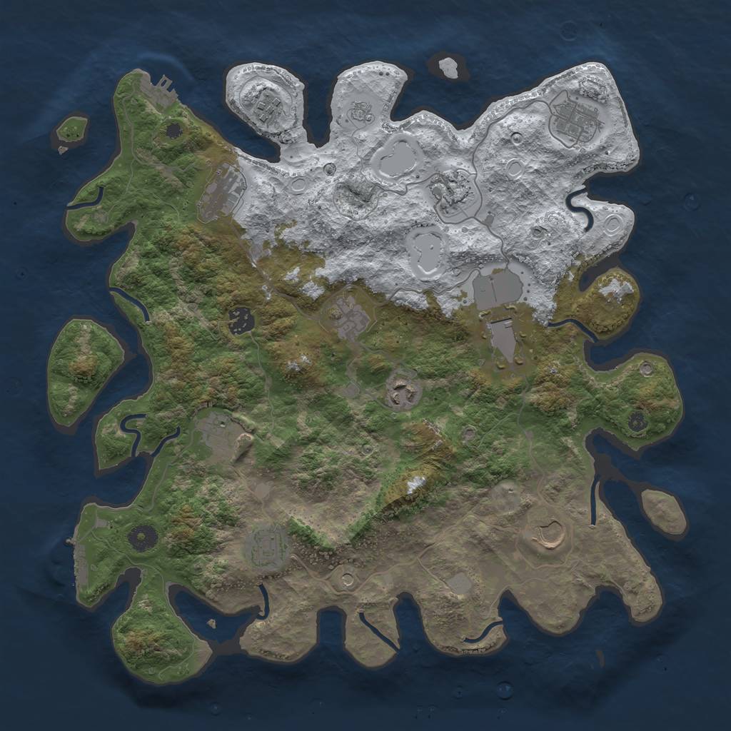 Rust Map: Procedural Map, Size: 3950, Seed: 2147483645, 20 Monuments