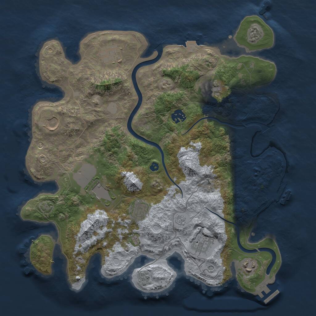 Rust Map: Procedural Map, Size: 3500, Seed: 4220, 15 Monuments