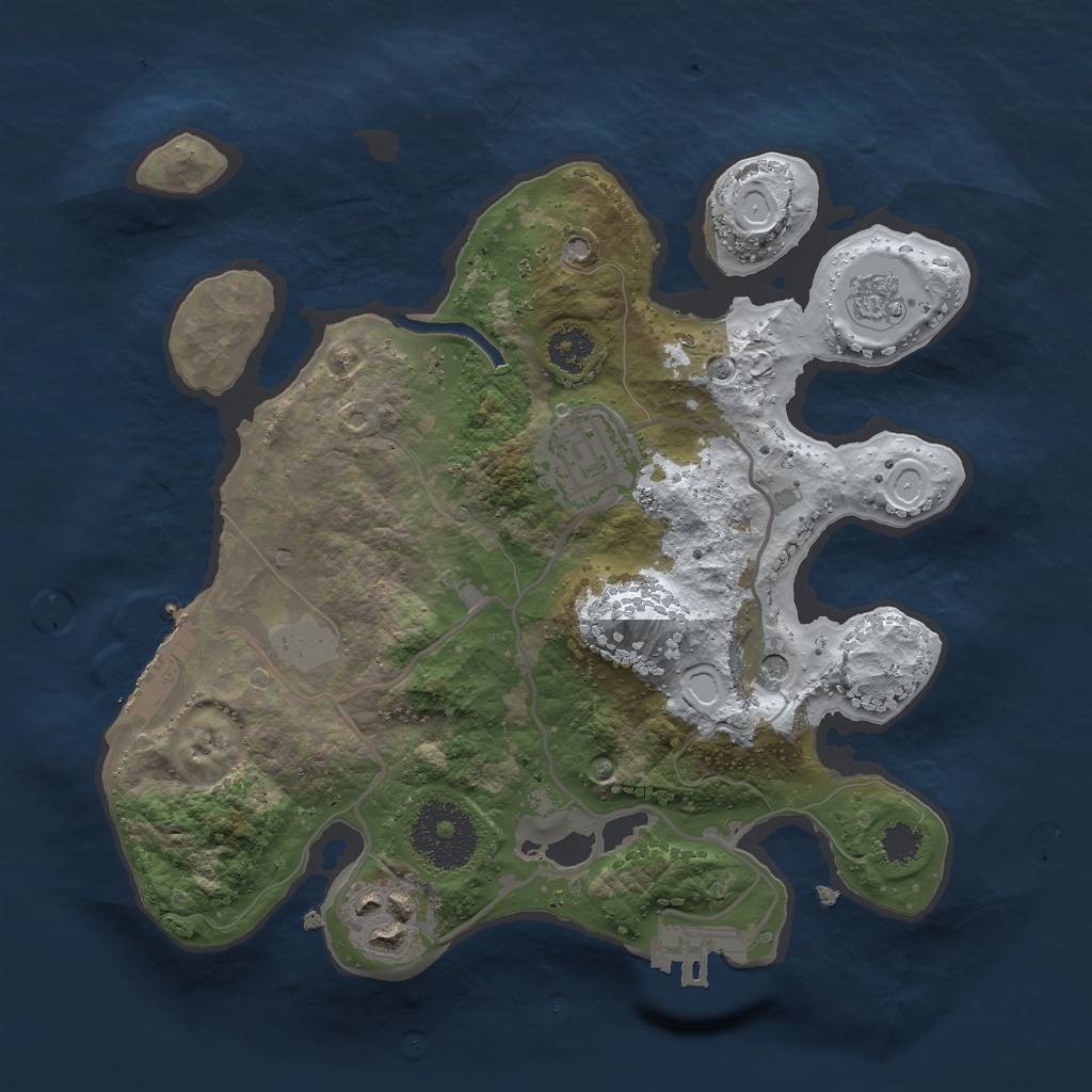 Rust Map: Procedural Map, Size: 2500, Seed: 613611439, 11 Monuments