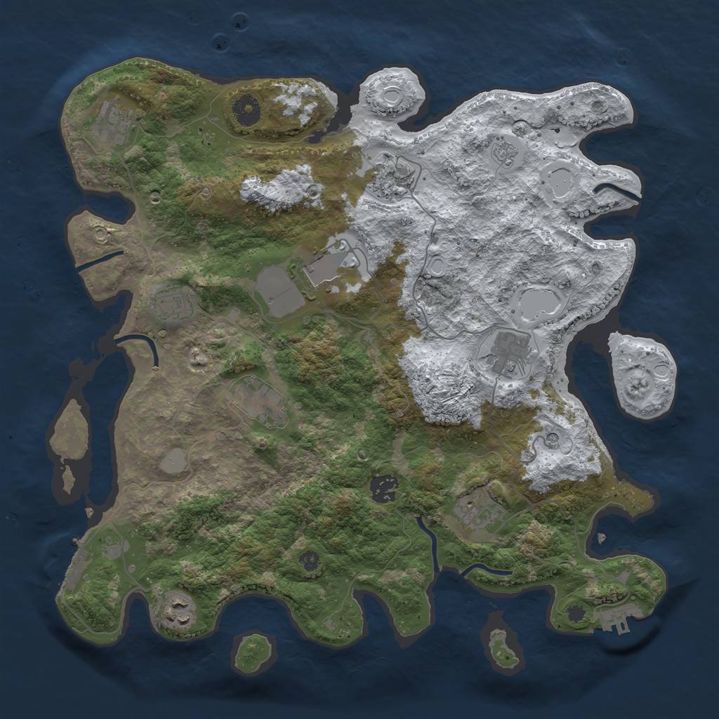 Rust Map: Procedural Map, Size: 3700, Seed: 399242234, 18 Monuments