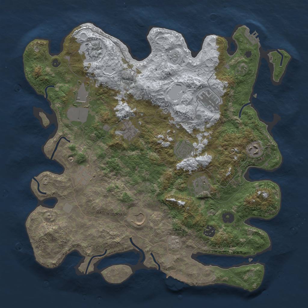 Rust Map: Procedural Map, Size: 3900, Seed: 2204355, 20 Monuments