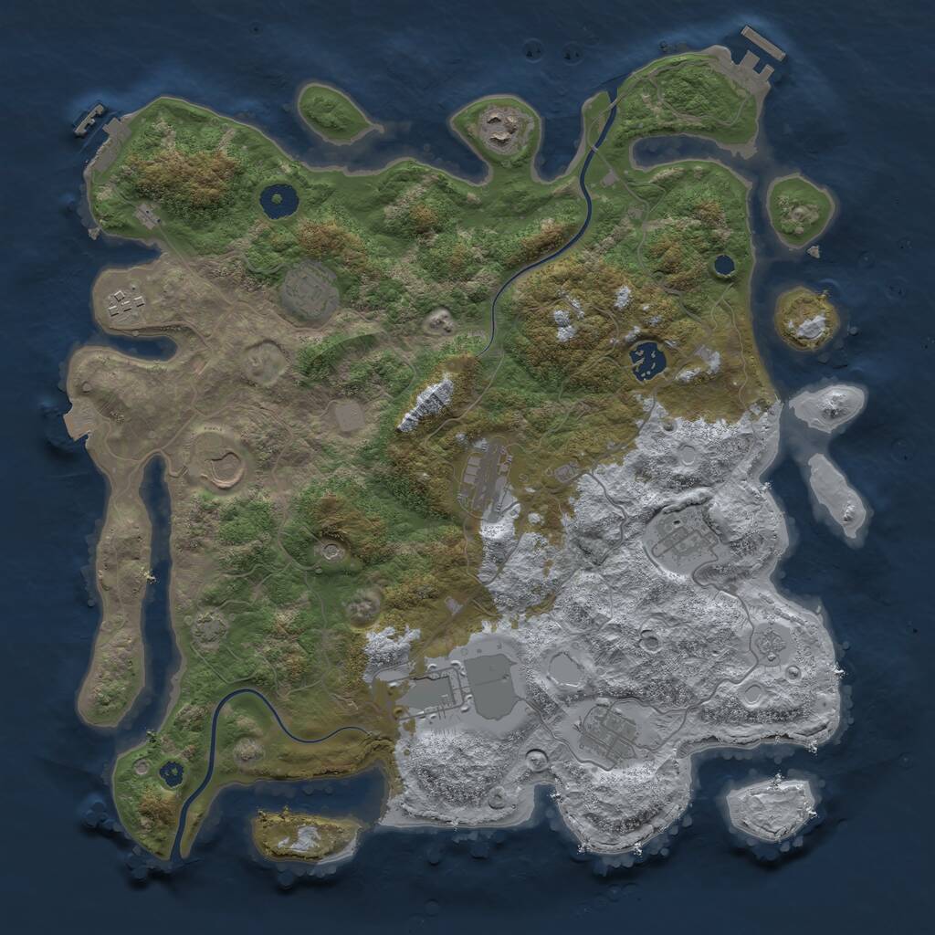 Rust Map: Procedural Map, Size: 3850, Seed: 100911883, 15 Monuments