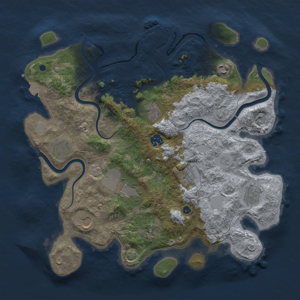 Rust Map: Procedural Map, Size: 3800, Seed: 1977, 15 Monuments