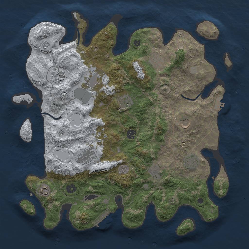 Rust Map: Procedural Map, Size: 3850, Seed: 177998197, 20 Monuments