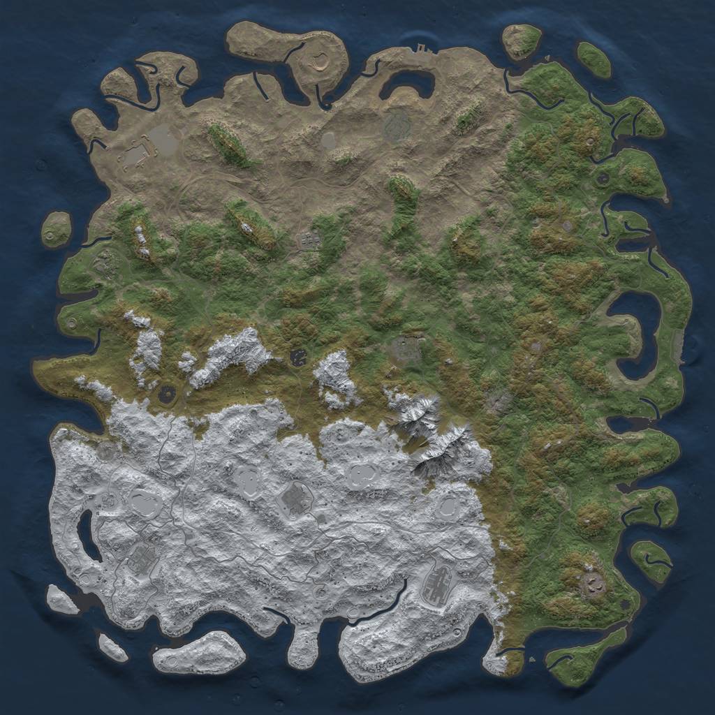 Rust Map: Procedural Map, Size: 6000, Seed: 768462, 20 Monuments