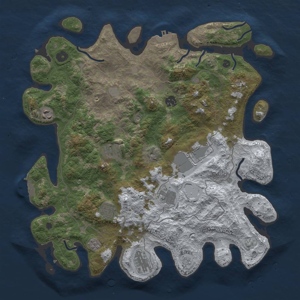 Rust Map: Procedural Map, Size: 4000, Seed: 531853, 17 Monuments