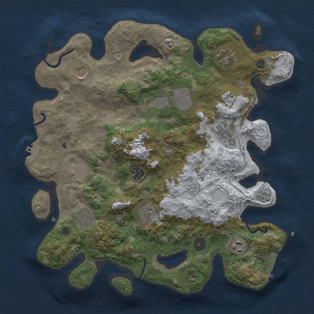 Rust Map: Procedural Map, Size: 3600, Seed: 3669, 19 Monuments