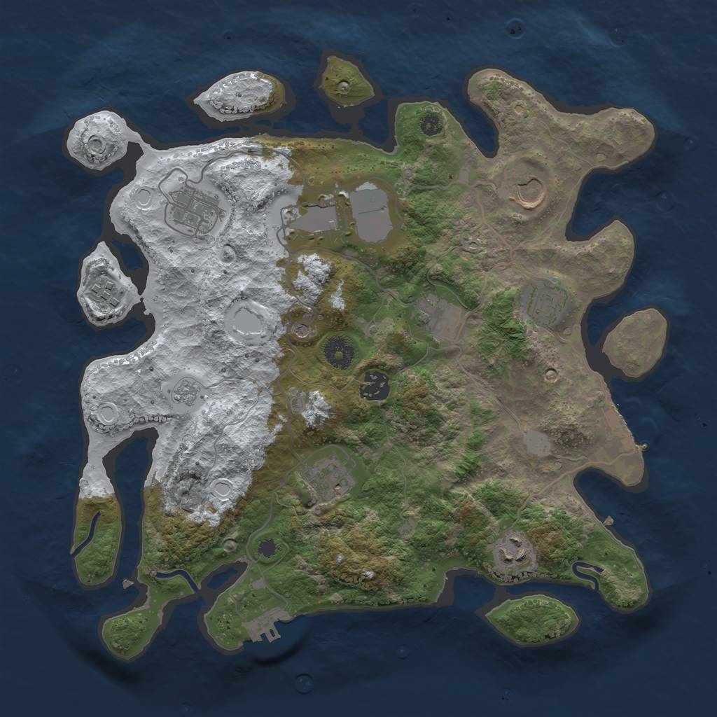 Rust Map: Procedural Map, Size: 3500, Seed: 1721223973, 18 Monuments