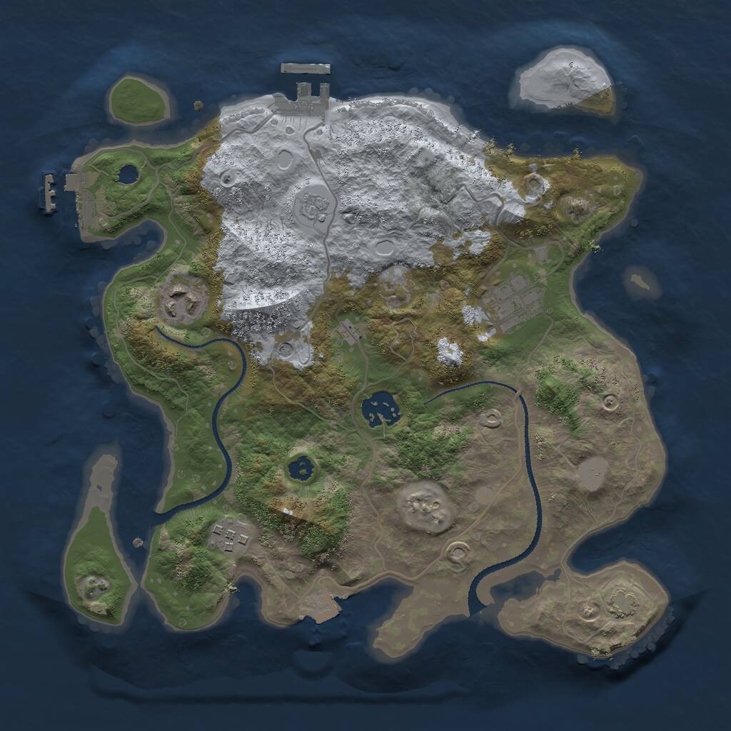 Rust Map: Procedural Map, Size: 3000, Seed: 5299284, 10 Monuments