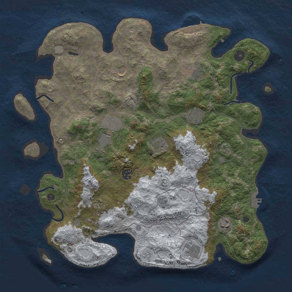 Rust Map: Procedural Map, Size: 4000, Seed: 2424, 19 Monuments