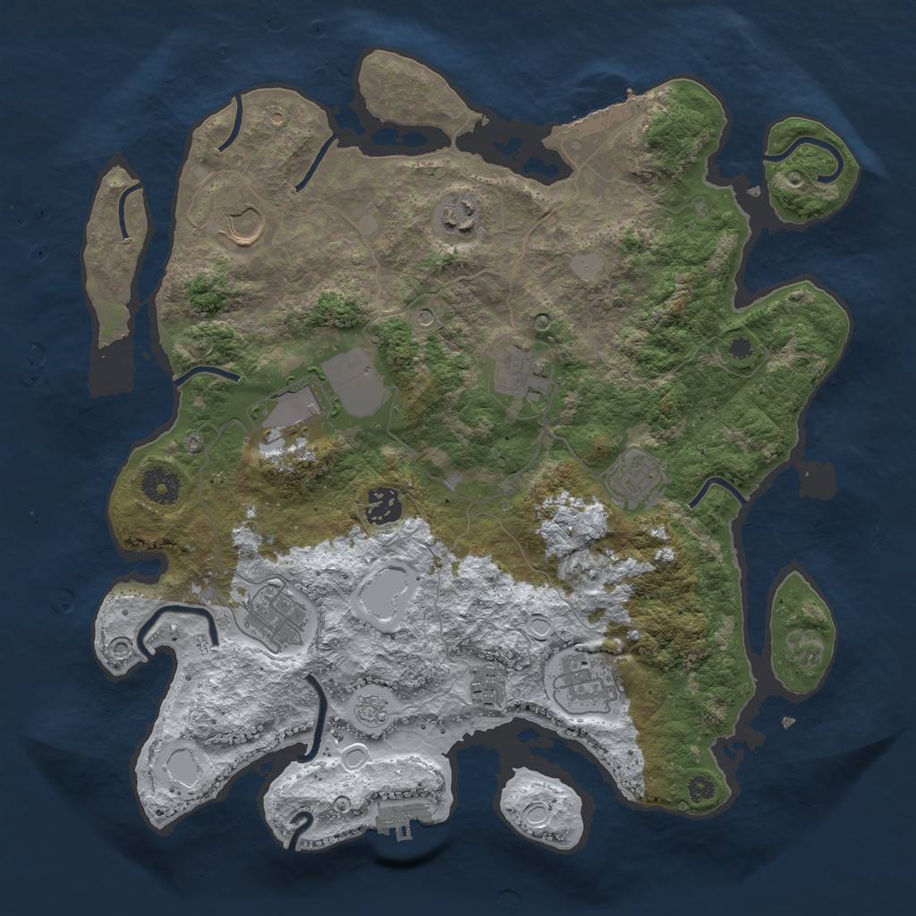 Rust Map: Procedural Map, Size: 3600, Seed: 67, 18 Monuments