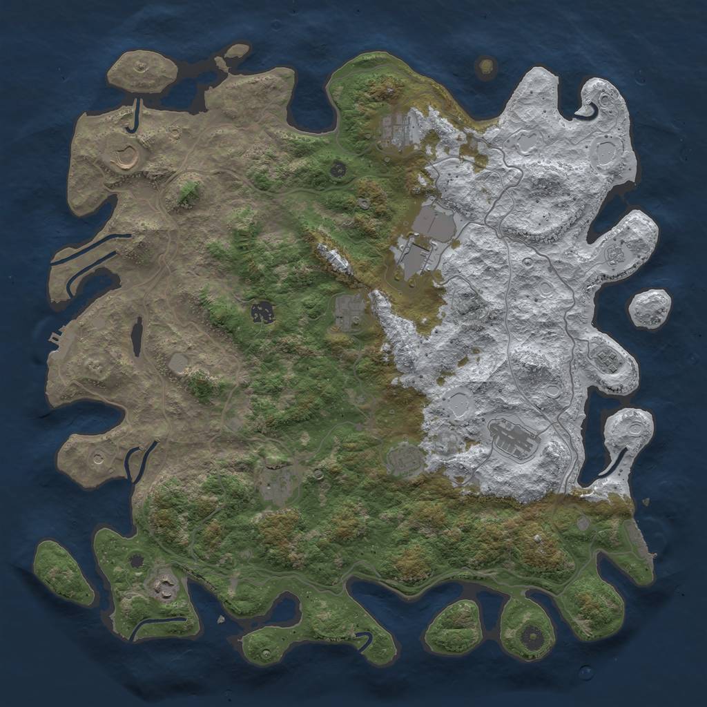 Rust Map: Procedural Map, Size: 4500, Seed: 1388151571, 19 Monuments