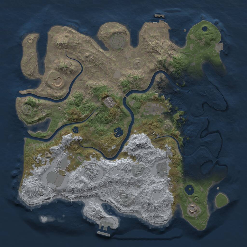 Rust Map: Procedural Map, Size: 3850, Seed: 1786993431, 15 Monuments