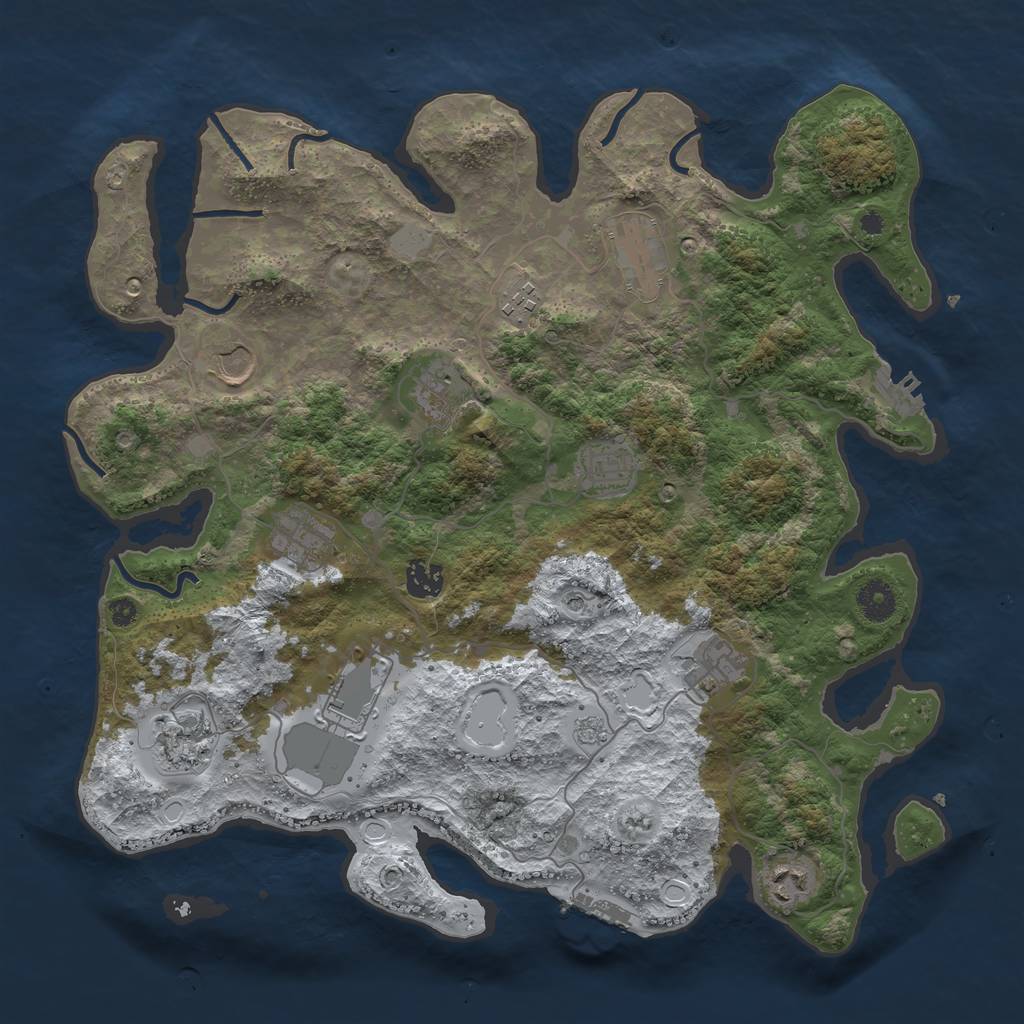 Rust Map: Procedural Map, Size: 3850, Seed: 1786993431, 20 Monuments