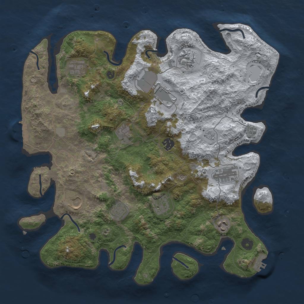 Rust Map: Procedural Map, Size: 3850, Seed: 973951643, 20 Monuments