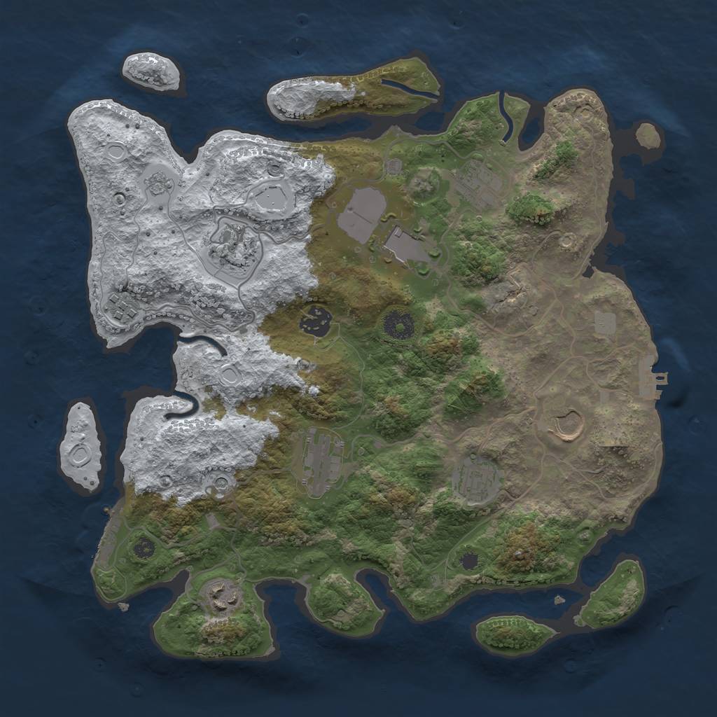 Rust Map: Procedural Map, Size: 3500, Seed: 4202, 18 Monuments