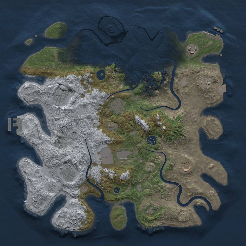 Rust Map: Procedural Map, Size: 3850, Seed: 2070022031, 15 Monuments