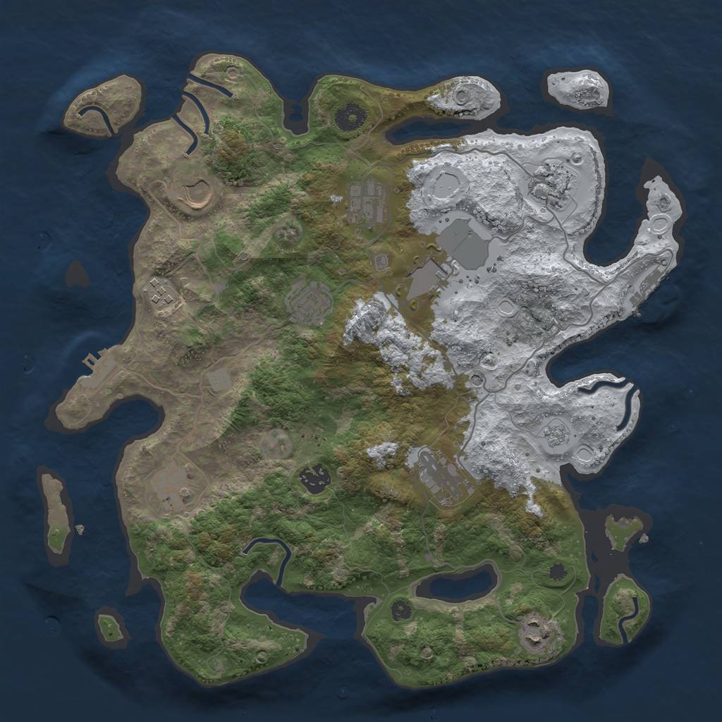 Rust Map: Procedural Map, Size: 3700, Seed: 68, 19 Monuments