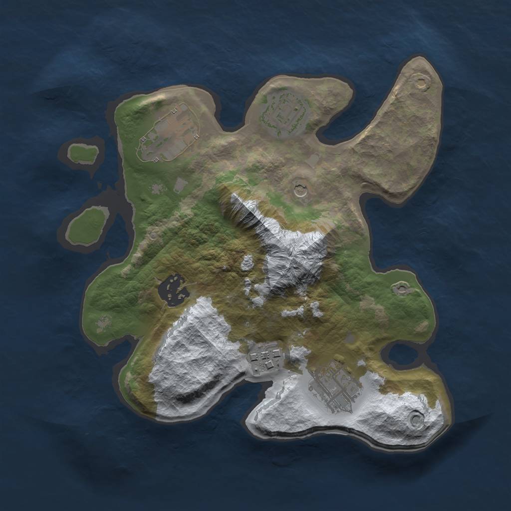 Rust Map: Barren, Size: 2500, Seed: 717, 8 Monuments