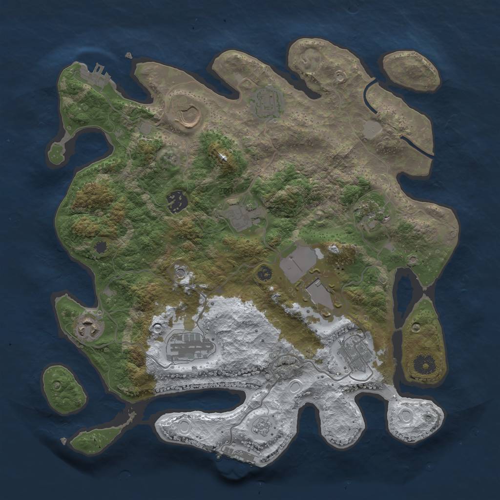 Rust Map: Procedural Map, Size: 3500, Seed: 5250904, 18 Monuments