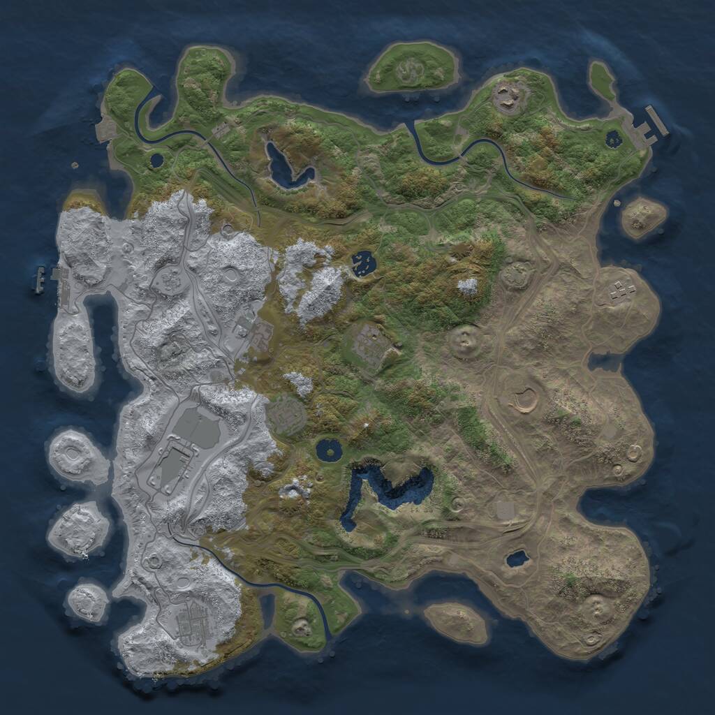 Rust Map: Procedural Map, Size: 4250, Seed: 160169, 15 Monuments