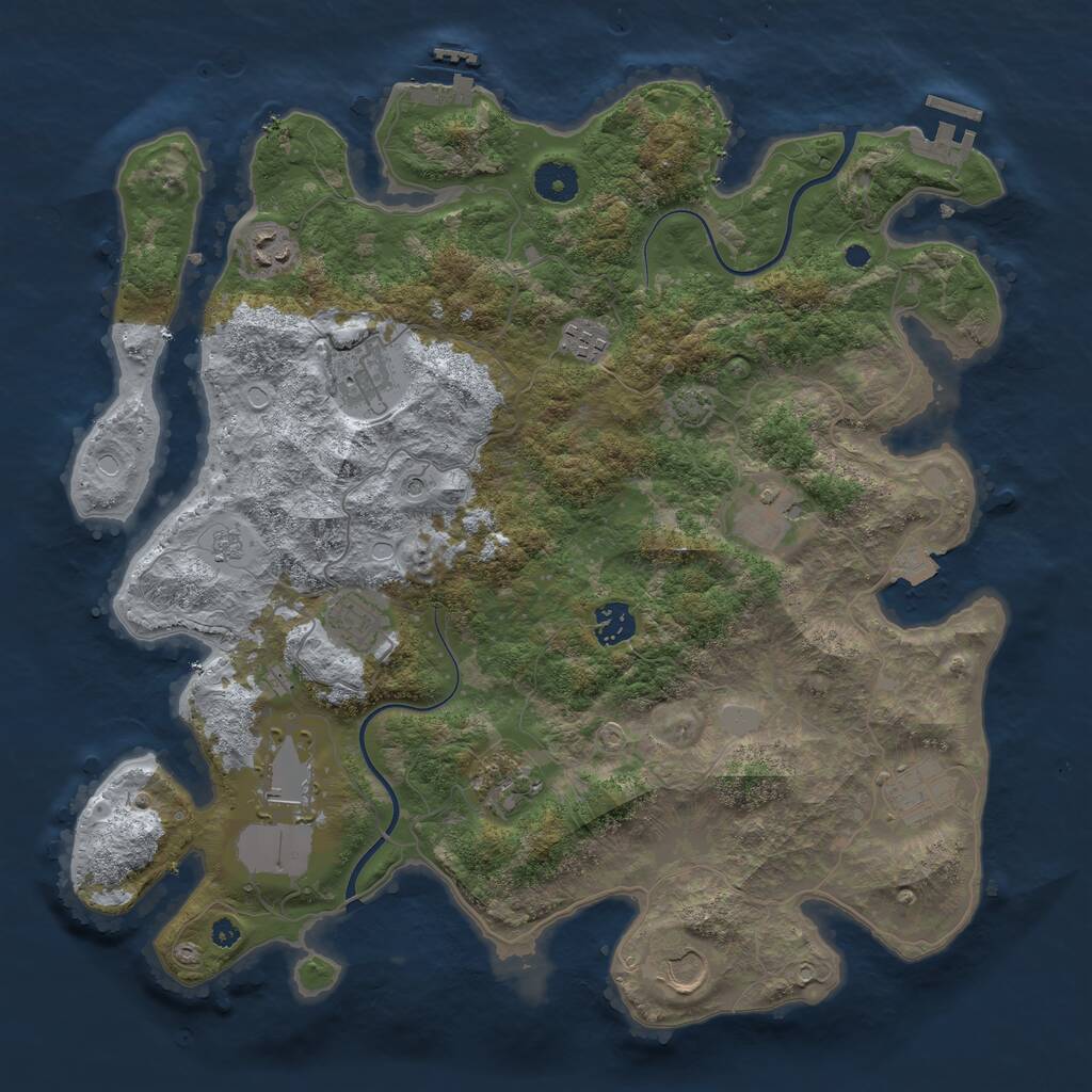 Rust Map: Procedural Map, Size: 3850, Seed: 1885933416, 16 Monuments