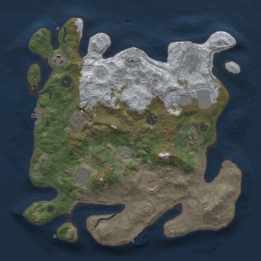 Rust Map: Procedural Map, Size: 3500, Seed: 46435, 18 Monuments
