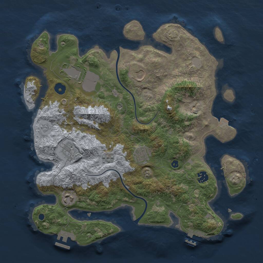 Rust Map: Procedural Map, Size: 3500, Seed: 5428372, 13 Monuments