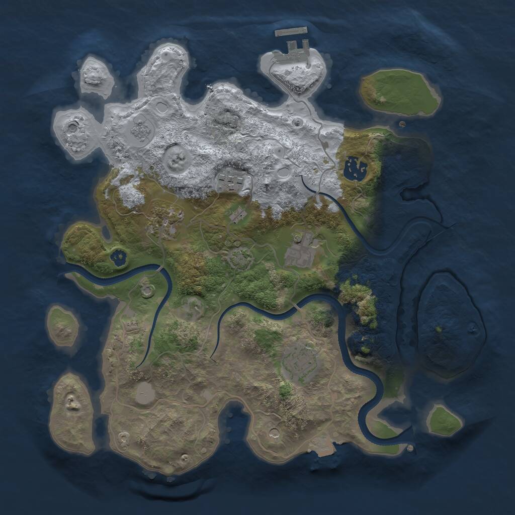 Rust Map: Procedural Map, Size: 3200, Seed: 707913844, 10 Monuments