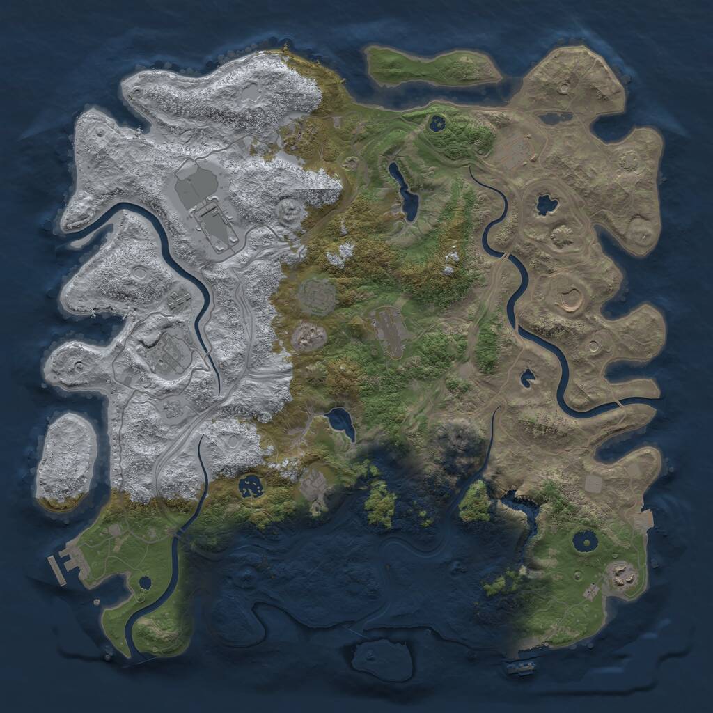 Rust Map: Procedural Map, Size: 4500, Seed: 208656, 17 Monuments