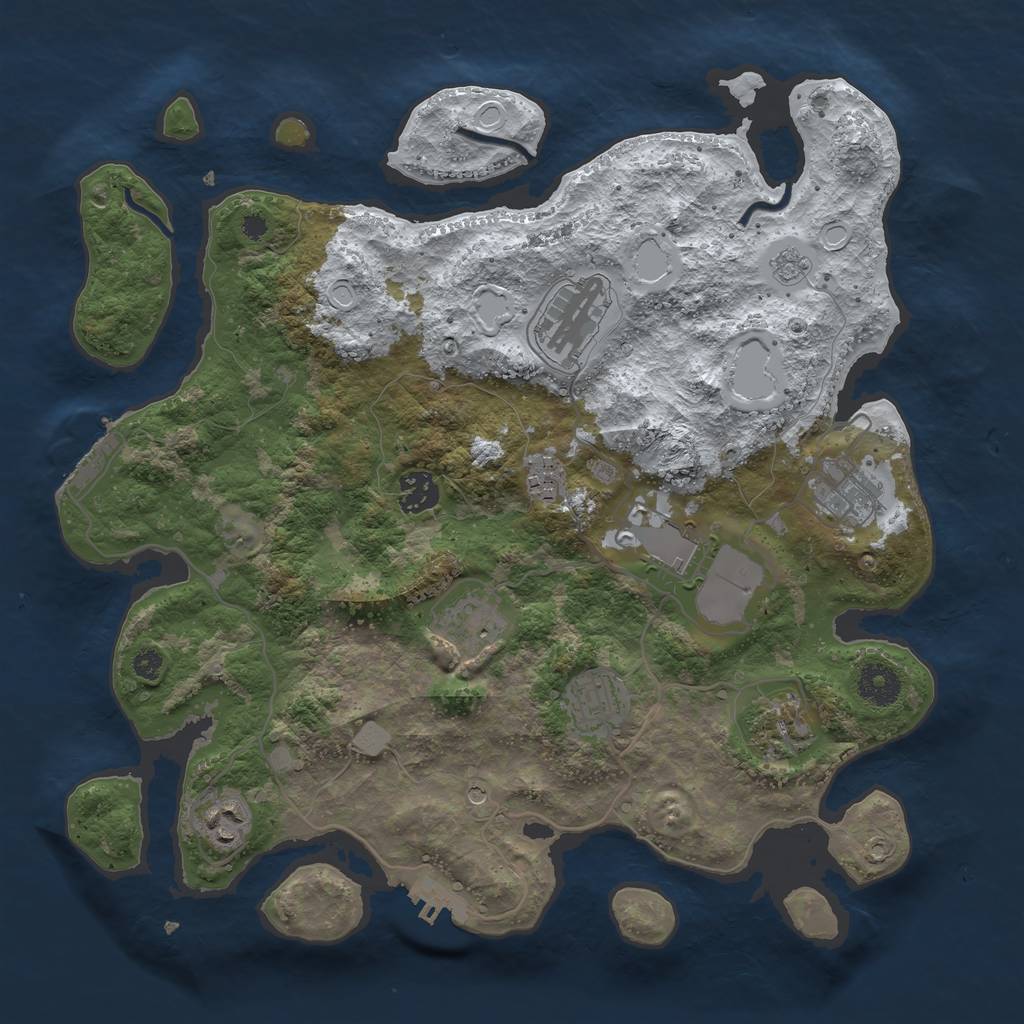 Rust Map: Procedural Map, Size: 3600, Seed: 22808, 18 Monuments