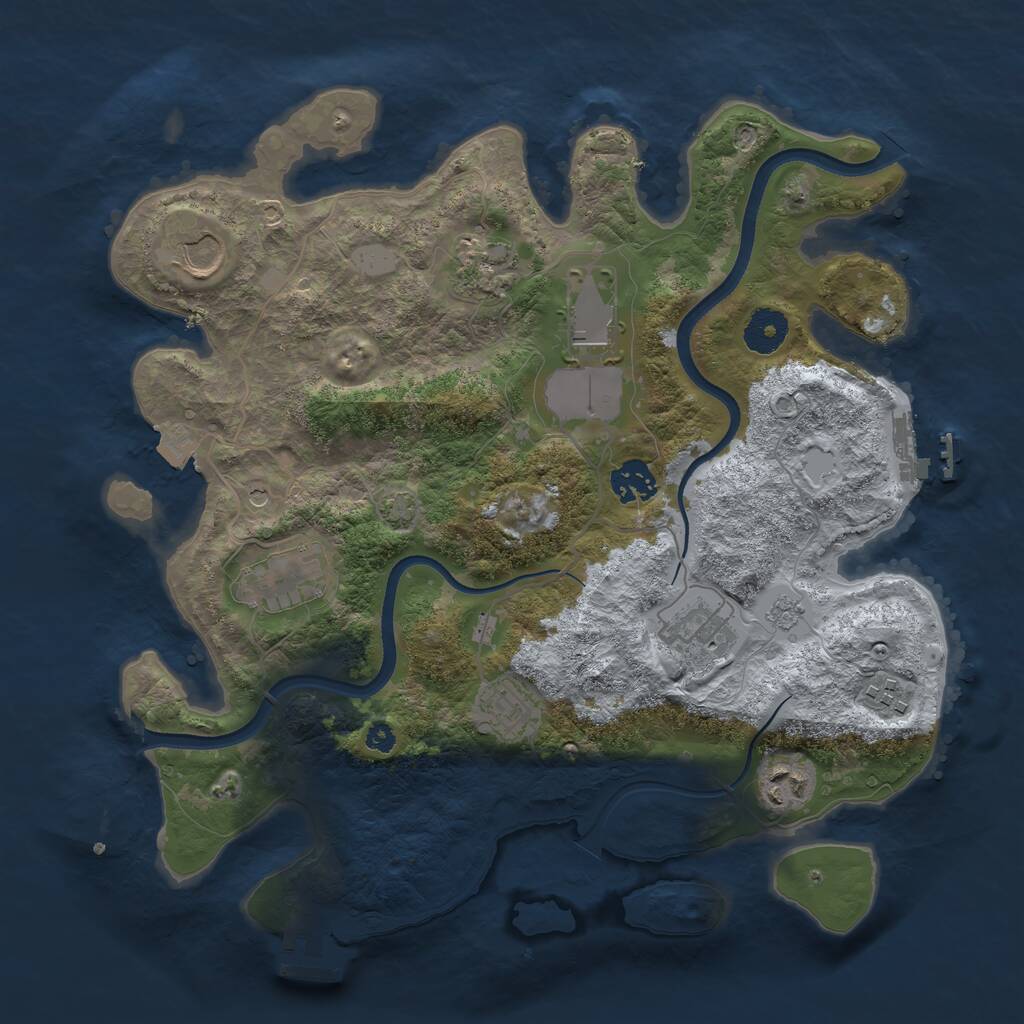 Rust Map: Procedural Map, Size: 3500, Seed: 845484, 15 Monuments