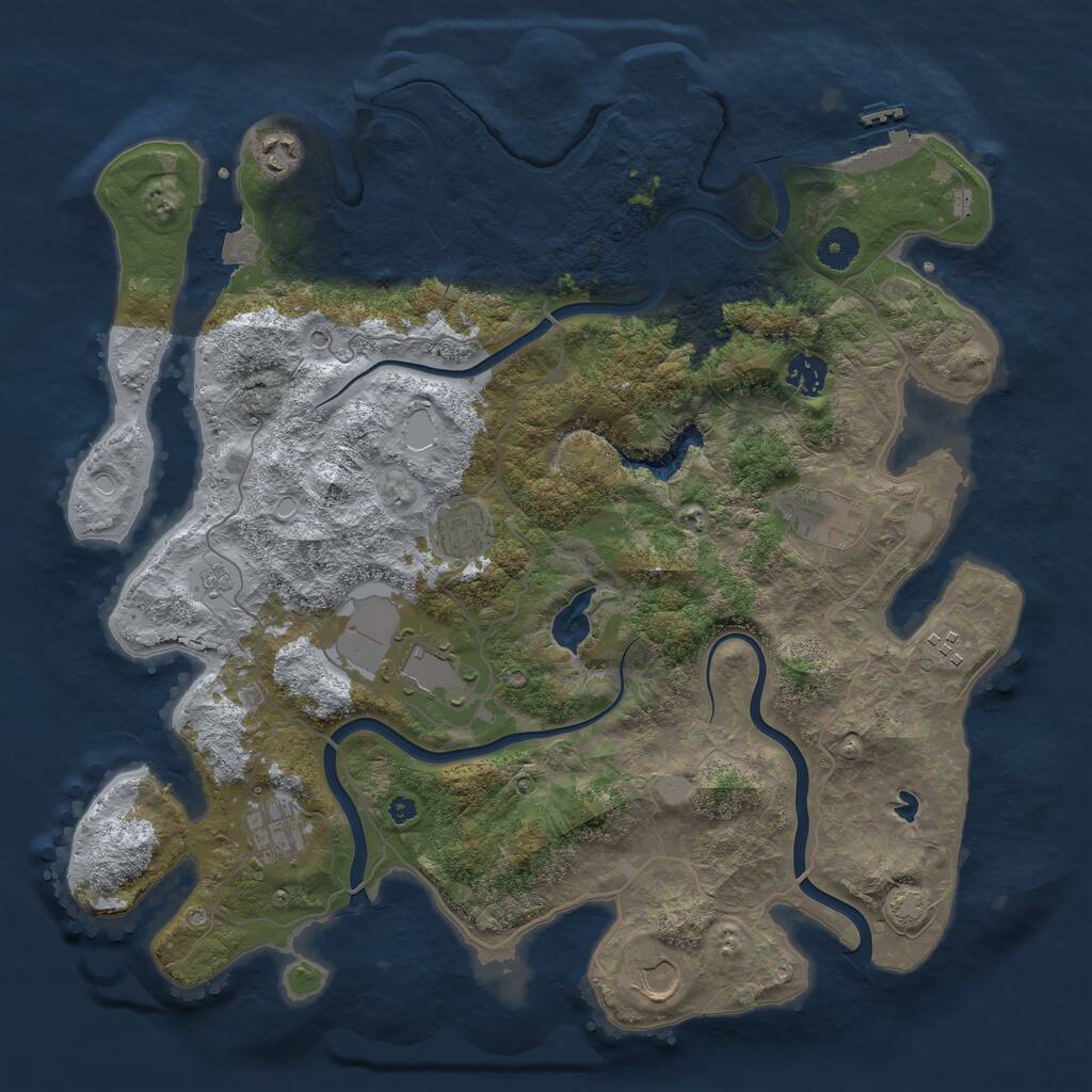Rust Map: Procedural Map, Size: 4000, Seed: 1885933416, 14 Monuments