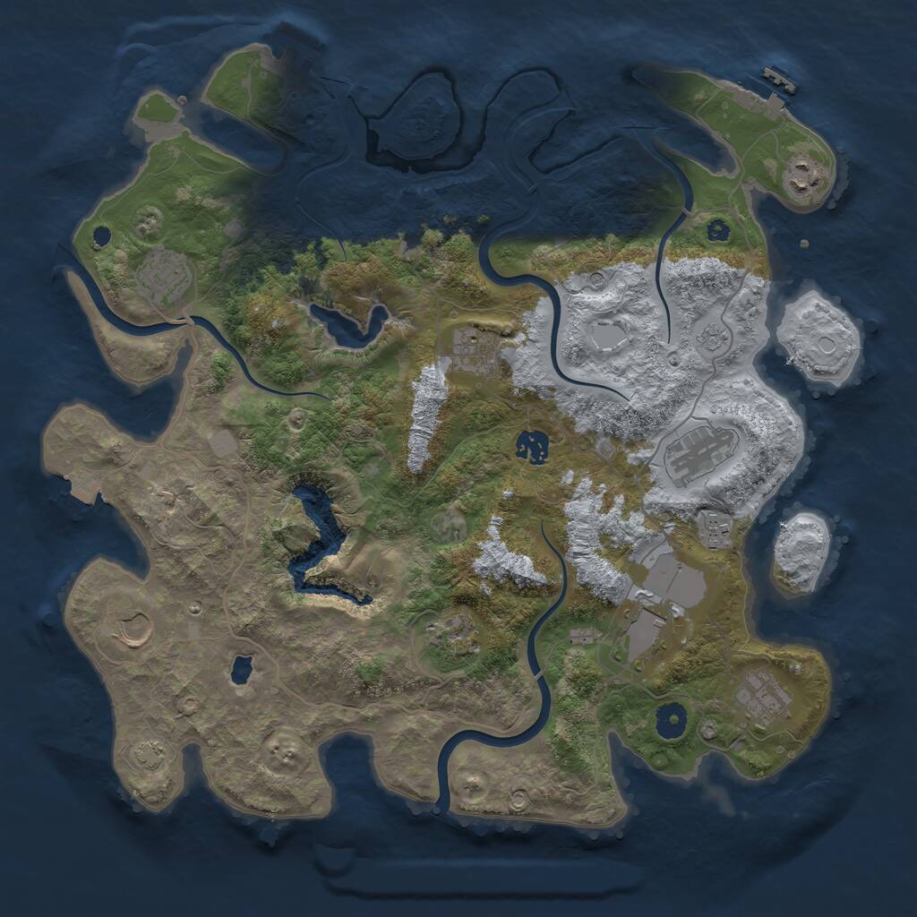 Rust Map: Procedural Map, Size: 4000, Seed: 3445, 16 Monuments