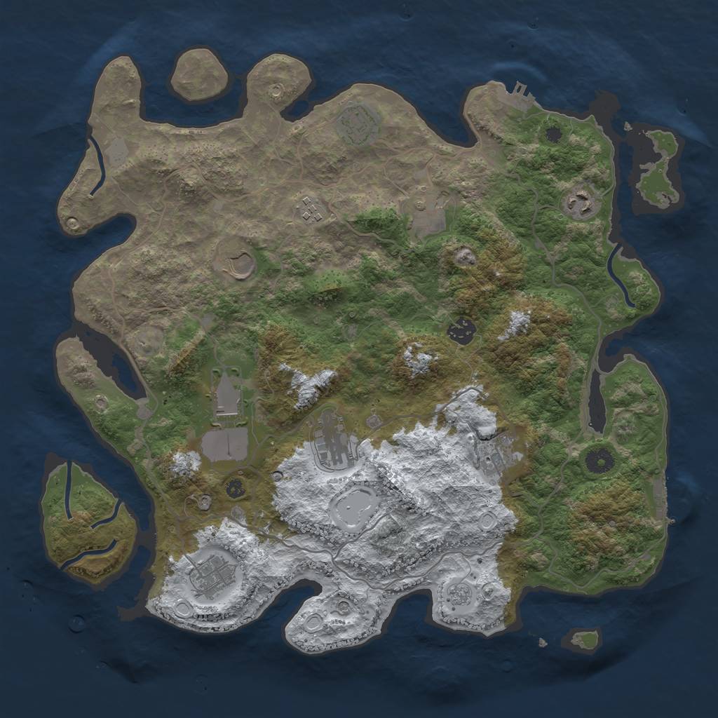Rust Map: Procedural Map, Size: 4000, Seed: 2308264, 19 Monuments
