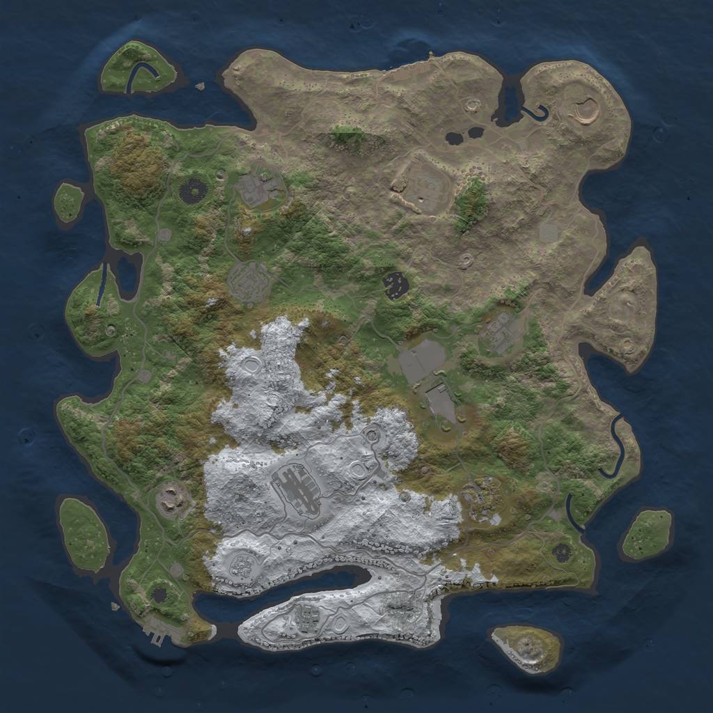 Rust Map: Procedural Map, Size: 4050, Seed: 69856269, 20 Monuments