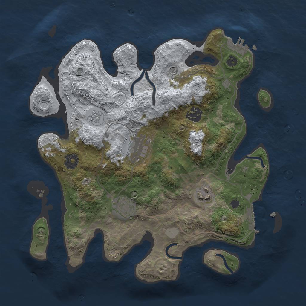 Rust Map: Procedural Map, Size: 3000, Seed: 1258503733, 13 Monuments
