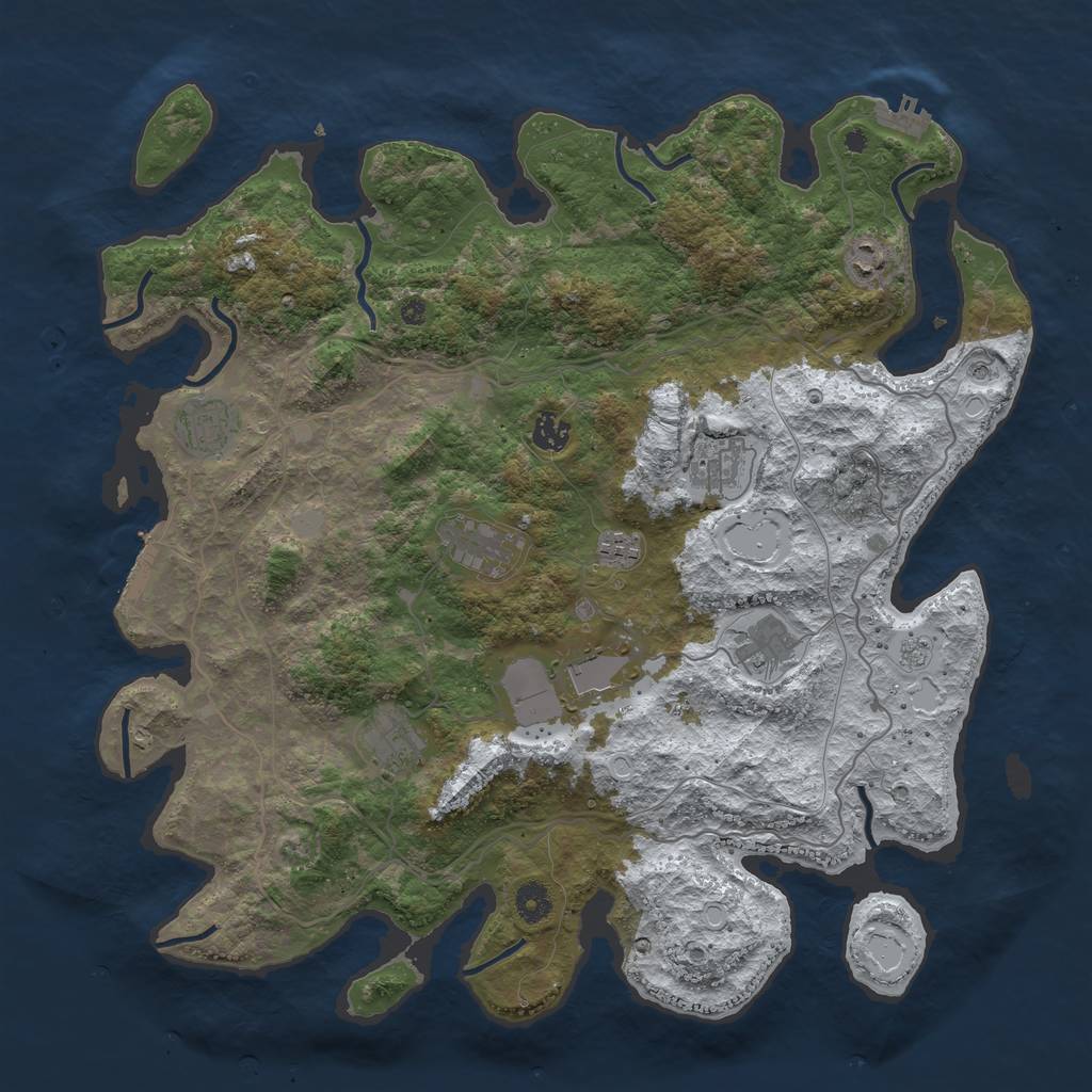 Rust Map: Procedural Map, Size: 4250, Seed: 1258169970, 18 Monuments