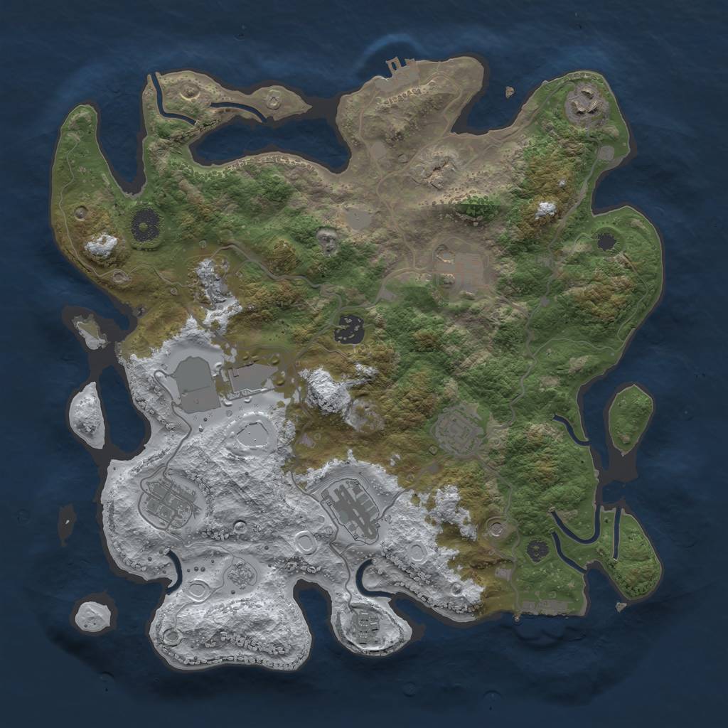 Rust Map: Procedural Map, Size: 3500, Seed: 10251, 18 Monuments