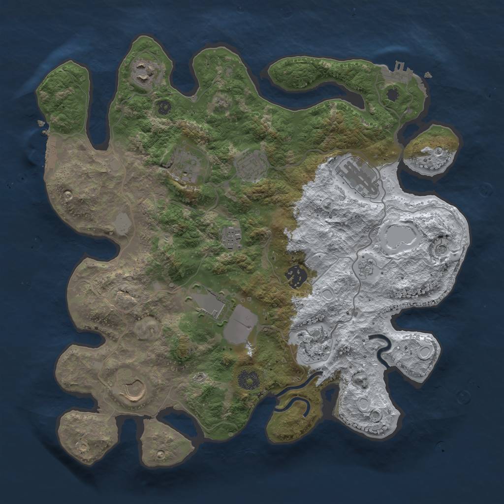 Rust Map: Procedural Map, Size: 3500, Seed: 69199369, 18 Monuments