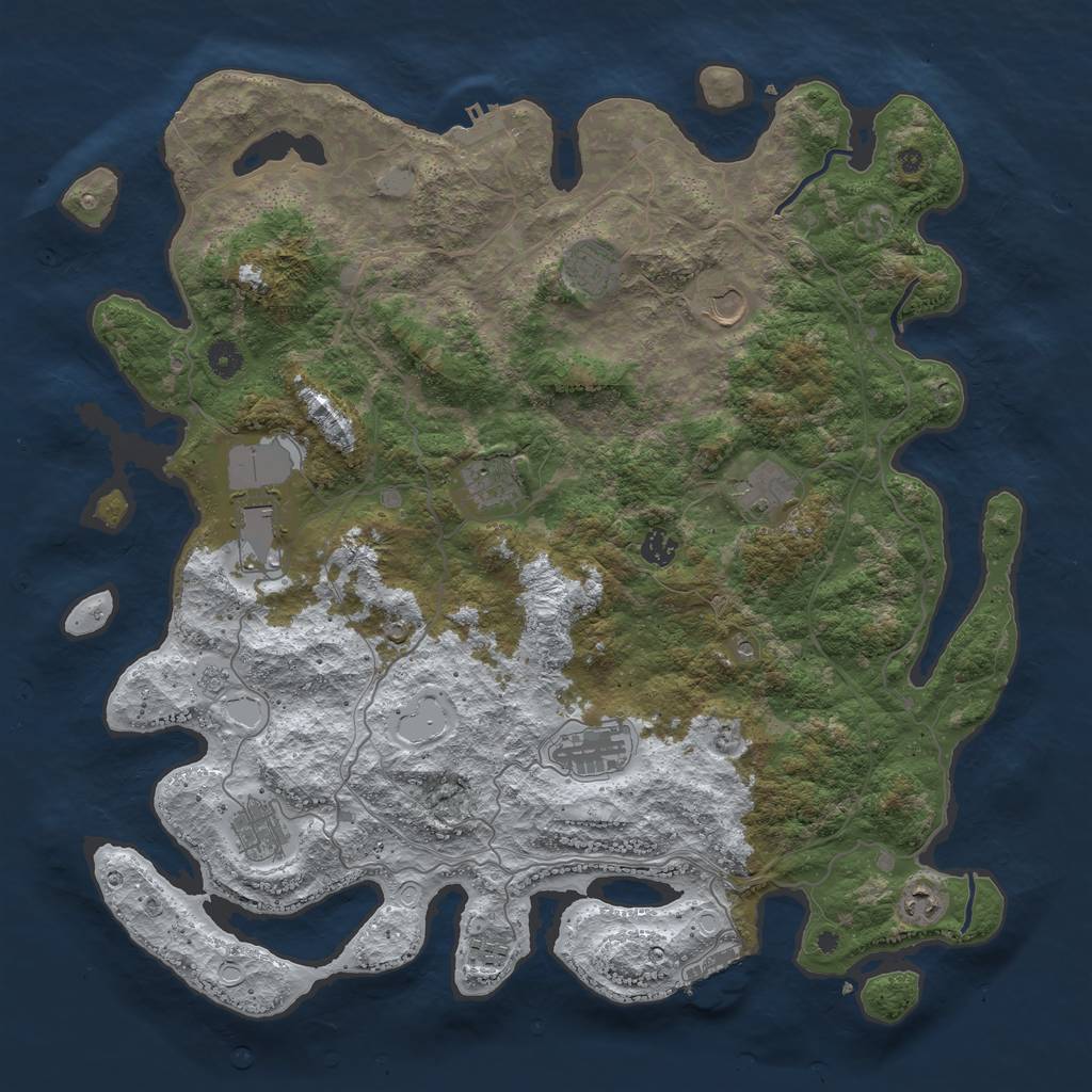 Rust Map: Procedural Map, Size: 4500, Seed: 4833392, 19 Monuments