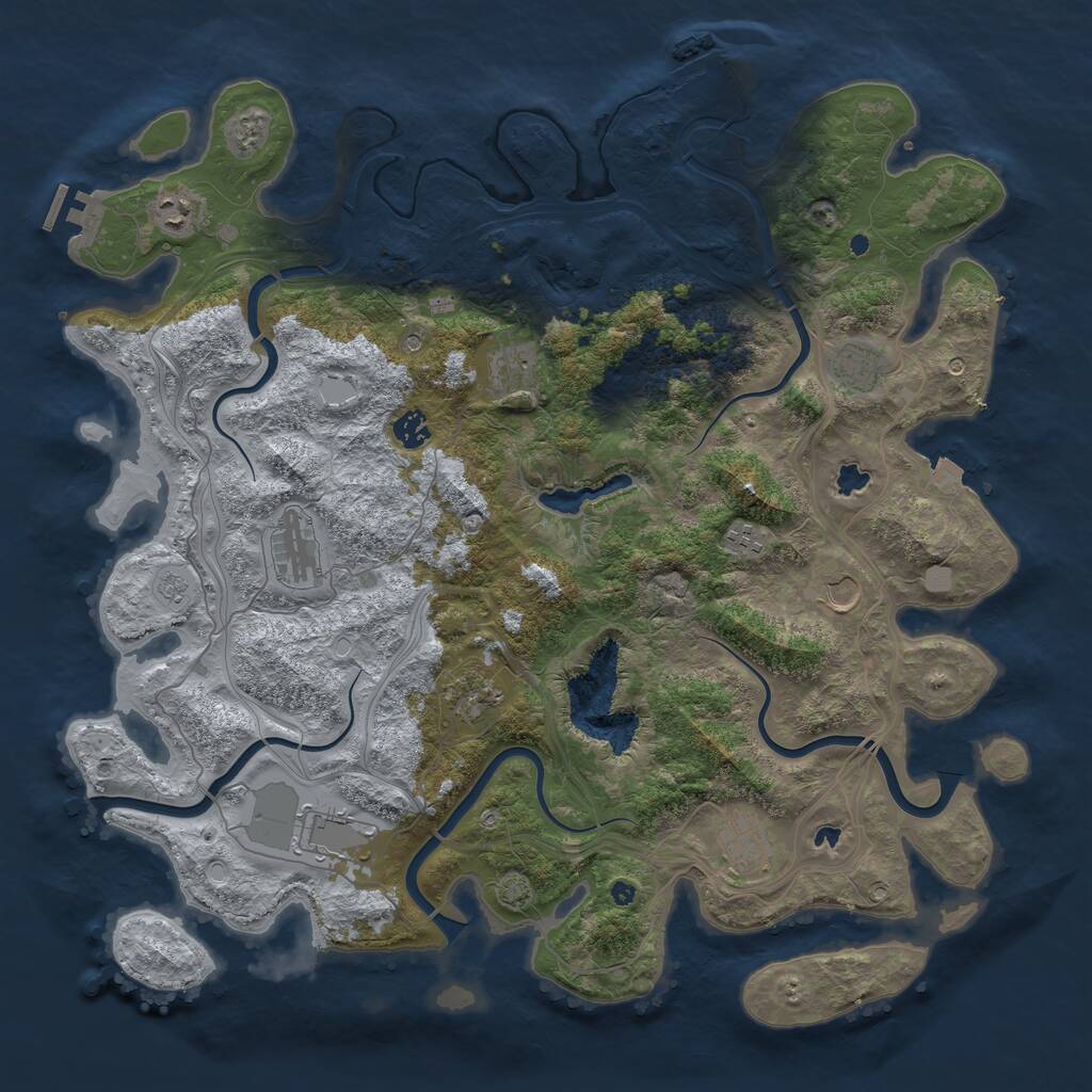 Rust Map: Procedural Map, Size: 4500, Seed: 5734044, 16 Monuments