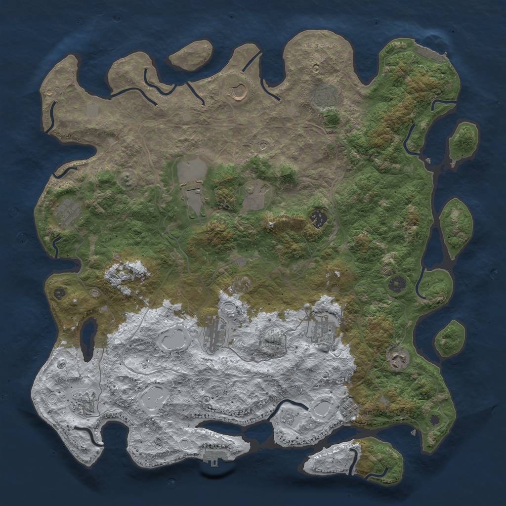 Rust Map: Procedural Map, Size: 4500, Seed: 5703807, 20 Monuments