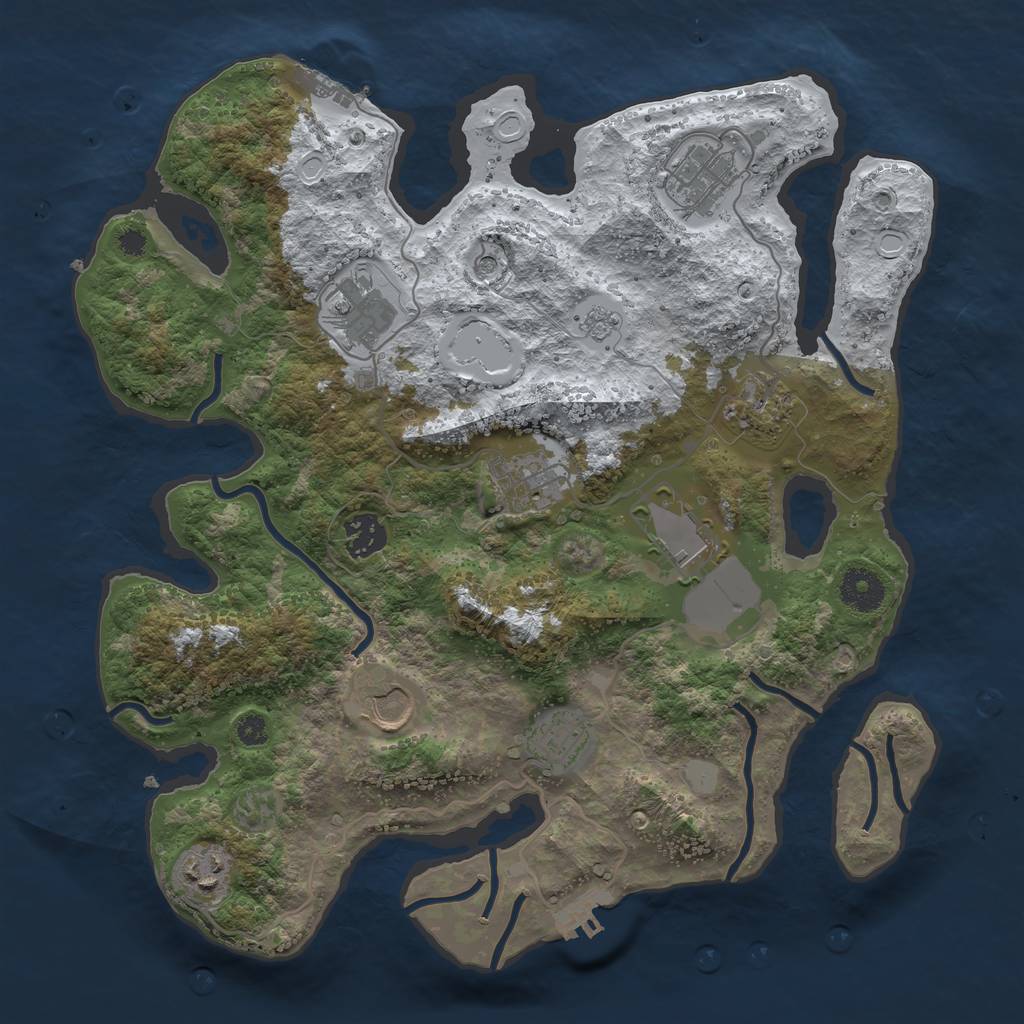 Rust Map: Procedural Map, Size: 3500, Seed: 64811, 18 Monuments