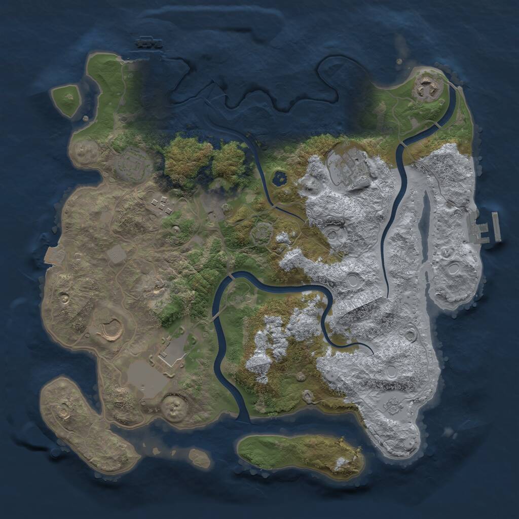 Rust Map: Procedural Map, Size: 3500, Seed: 43364, 13 Monuments