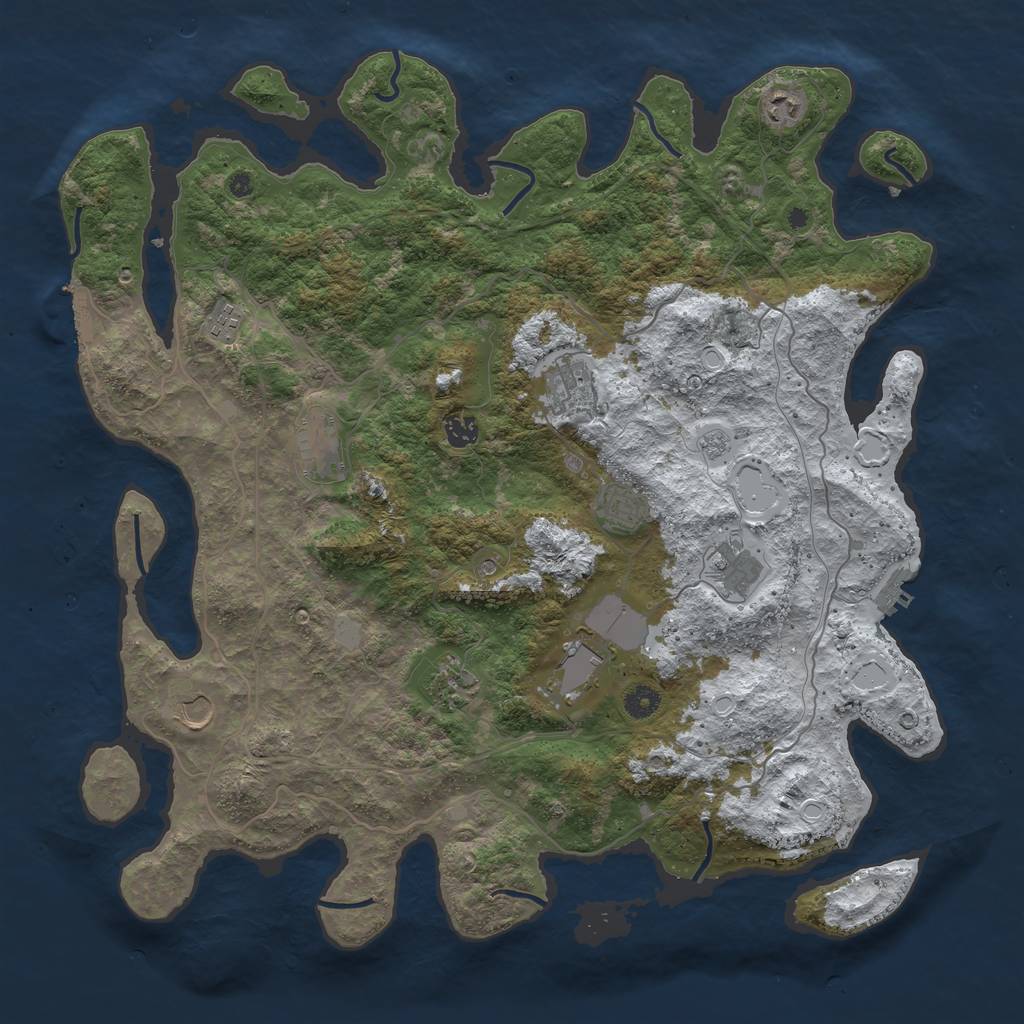 Rust Map: Procedural Map, Size: 4500, Seed: 2372245, 19 Monuments