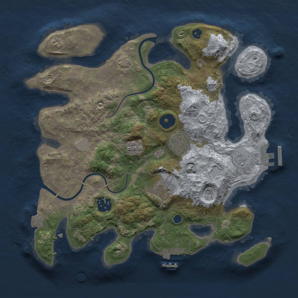 Rust Map: Procedural Map, Size: 3000, Seed: 75395632, 10 Monuments